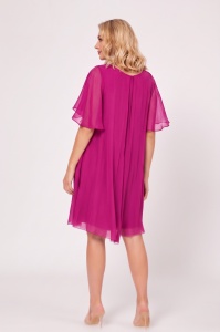 Rochie 'Lille' fucsia din mătase naturală și cristale - Img 3