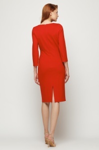 Rochie 'Lillian' roșie din tricot cu brâu tip corset - Img 2