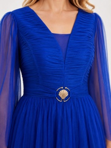 Rochie 'Marina' albastru royal din tulle din mătase naturală  - Img 3