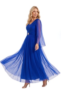 Rochie 'Marina' albastru royal din tulle din mătase naturală