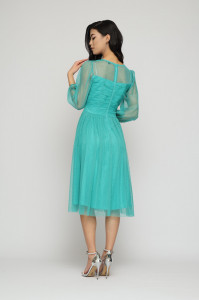 Rochie 'Meryl' turquoise din tulle sidefat - Img 6