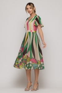 Rochie midi cu imprimeu floral multicolor - Img 2