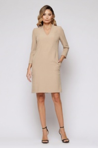 Rochie 'Myra' bej cu buzunare