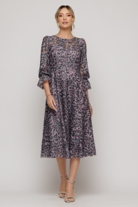 Rochie 'Selina' midi elegantă cu imprimeu animal print - Img 2
