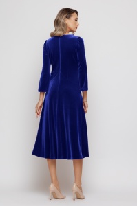 Rochie 'Sienna' albastru indigo din catifea - Img 2