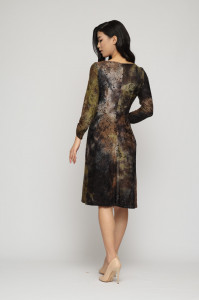 Rochie 'Solange' din jerse texturat arămiu - Img 6