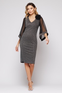 Rochie 'Sonya' din lurex sidefat și mâneci din voal - Img 1