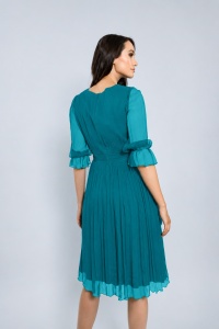 Rochie turquoise din mătase naturală - Img 3