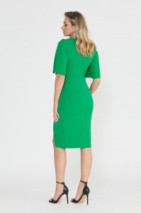 Rochie verde cu șliț și inserție din tulle - Img 6