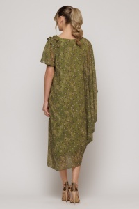 Rochie verde olive asimetrică cu volănaș pe umăr - Img 5