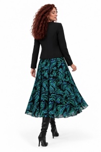 Taior elegant negru cu floare 3D și imprimeu floral - Img 3