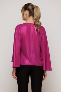 Bluză satinată fucsia cu mâneci ample - Img 3