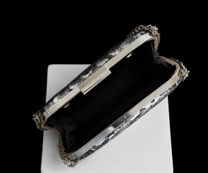 Clutch metalizat texturat cu lanț detașabil - Img 3