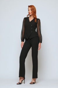 Pantaloni 'Carina' negri evazați - Img 4