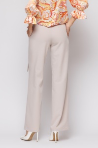 Pantaloni 'Elise' ecru cu cordon - Img 3