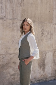 Pantaloni 'Gabrielle' cu imprimeu pepit - Img 3