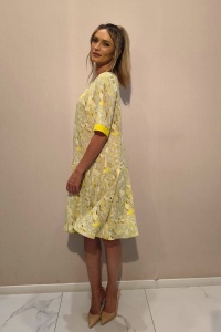 Rochie 'Amelie' cu imprimeu vibrant și floare detașabilă - Img 4