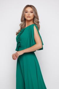 Rochie 'Amélie' midi verde cu cordon detașabil - Img 5