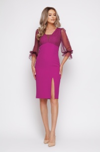 Rochie 'Arabella' cu bust și mâneci din tulle sidefat - Img 4