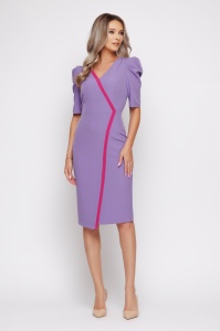 Rochie 'Brenda' lila cu umeri proeminenți - Img 3
