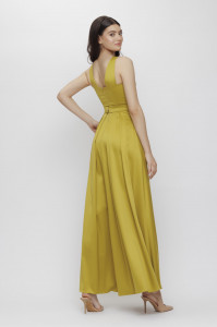 Rochie 'Christine' lime maxi cu decupaj - Img 6