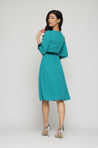 Rochie 'Eizabeth' albastru turquoise cu detalii din catifea - Img 7