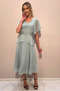 Rochie 'Elysa' bleu ciel din voal sidefat - Img 1