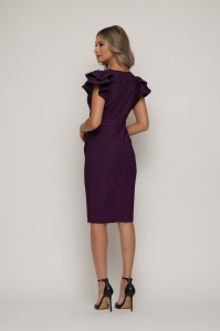 Rochie 'Emma' mov din lurex cu umeri proeminenți - Img 5