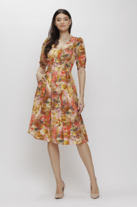Rochie 'Heidi' din vâscoză cu print floral abstract - Img 3
