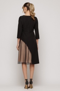 Rochie 'Indira' cu design asimetric și inserție din tulle plisat - Img 4