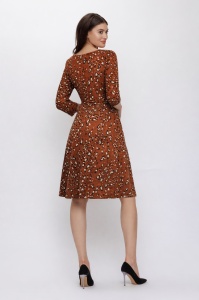 Rochie 'Josephine' cărămizie din tricot cu print - Img 2