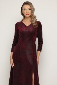 Rochie 'Kendra' bordeaux din catifea texturată - Img 5