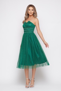 Rochie 'Khloe' verde din tulle sidefat - Img 3