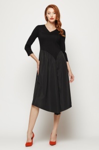 Rochie 'Lindsay' din tricot cu bust din tricot si fustă amplă