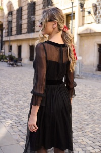 Rochie 'Mathilde' neagră din mătase naturală - Img 4