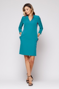 Rochie 'Myra' turquoise cu buzunare - Img 1