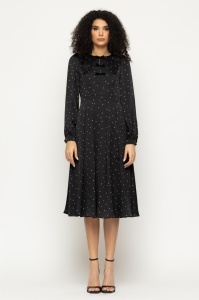 Rochie 'Olivia' midi din satin cu fundițe din catifea - Img 3