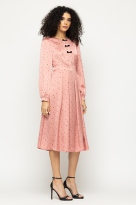 Rochie 'Olivia' midi din satin cu fundițe din catifea - Img 2