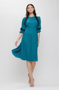 Rochie 'Sabrina' turquoise evazată din vâscoză