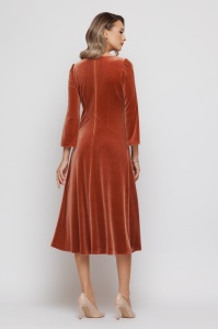 Rochie 'Sienna' caramel midi din catifea - Img 5