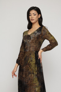 Rochie 'Solange' din jerse texturat arămiu - Img 5