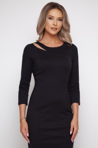 Rochie 'Sylvie' neagră din bumbac cu decupaj - Img 3