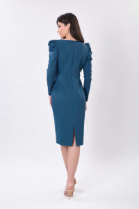 Rochie turquoise cu umeri proeminenți - Img 6