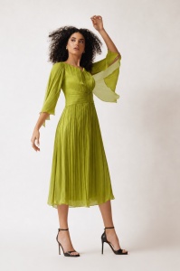 Rochie 'Zareea' verde lime cu mâneci ample