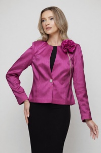 Sacou 'Maribelle' satinat fucsia cu floare detașabilă și ștrasuri