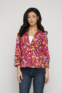 Sacou 'Sabrina' din bumbac cu print grafic colorat - Img 1