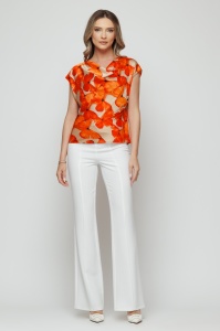 Top 'Sylvie' satinat orange cu print cu fluturi - Img 2