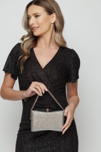 Clutch argintiu cu reflexii multicolore - Img 2