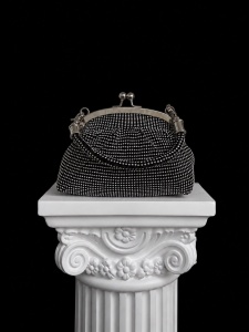 Clutch negru cu ștrasuri și toartă detașabilă - Img 4