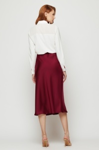 Fustă 'Keira' burgundy din material satinat - Img 4